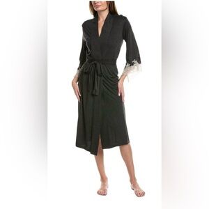 NWT Natori Antrachite Grey Luxurious Lace Women's Robe Size M